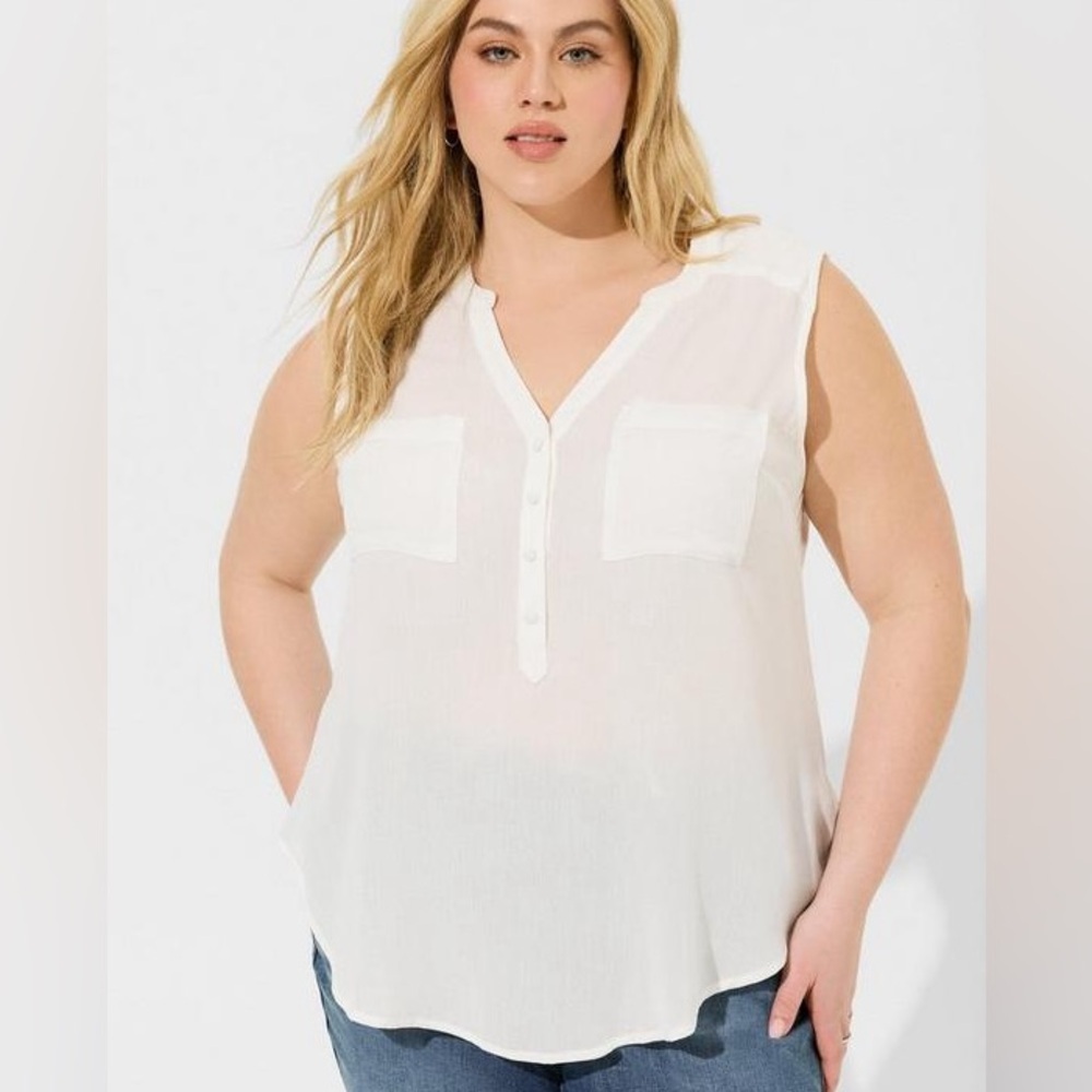 Torrid Harper Linen Blend Washable Gauze Sleeveless Pullover Blouse Size 4X/26